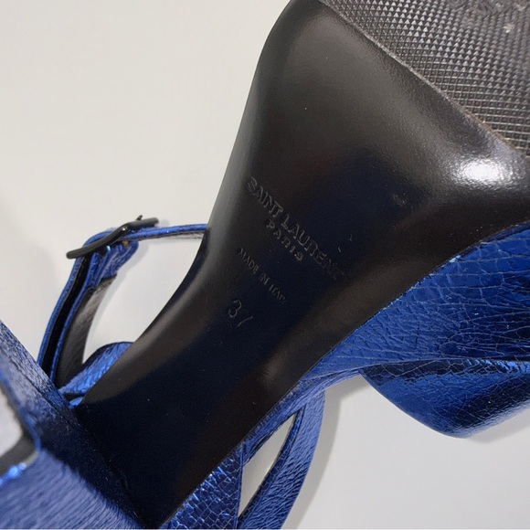 Saint Laurent Metallic Blue Platform Sandals (Size 37) - Picture 11 of 12